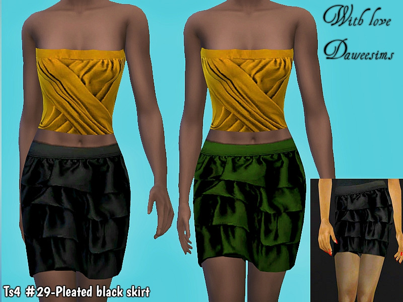 Sims 4 The Sims Resource | Ts4 #29-Pleated black skirt by TSR Creator