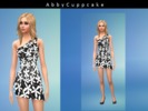 Sims 4 — Black and white floral by AbbyCupCake — Dress black white floral pattern