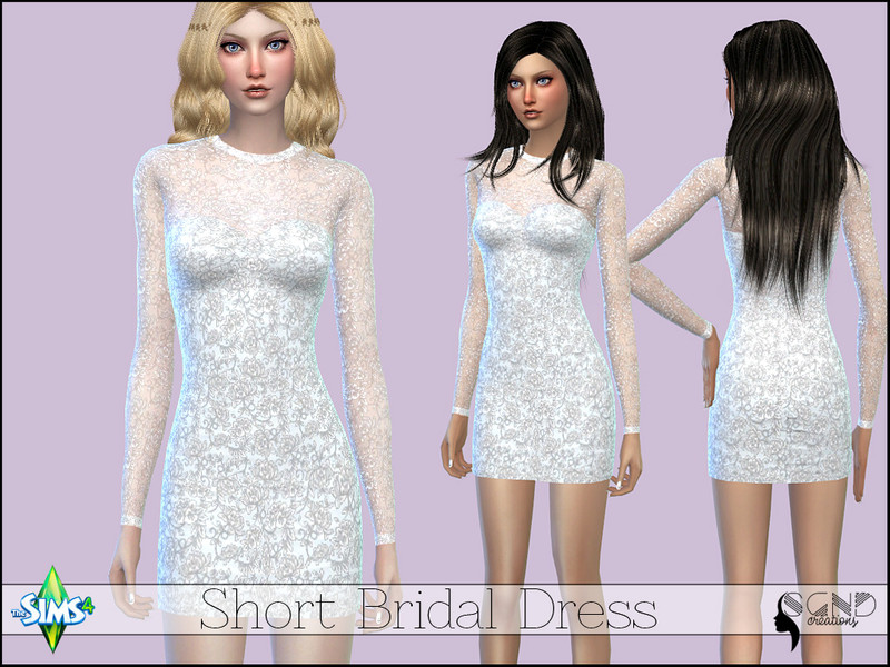 Sims 4 The Sims Resource | Short Bridal Dress by TSR Creator