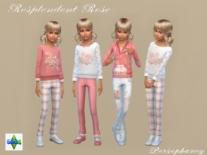 Sims 4 — Resplendent Rose Set by Persephaney — A small mix and match set with a delicate rose motif and a crisp coral