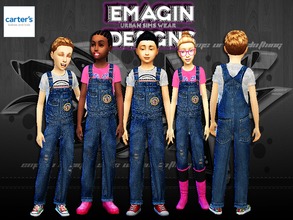 Sims 4 — Girls & Boys Carter Overalls w/Tee by emagin3602 — Designed by Emagin Designs