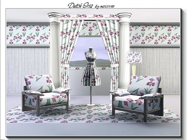 Sims 3 — Dutch Iris_marcorse by marcorse — Fabric pattern: pale lilac Dutch Iris in a delicate design.