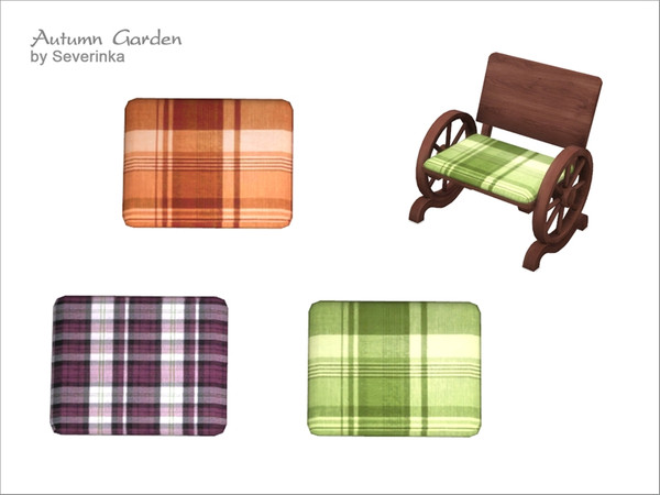 Sims 4 — [Autumn Garden] Garden Chair pillow by Severinka_ — Pillow for garden chair 'Autumn Garden' set 3 colors