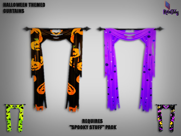 Sims 4 — Halloween Themed Curtains by NiteSkky — Halloween themed curtains. Requires "Spooky stuff" pack to