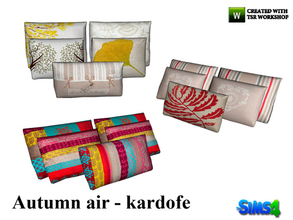 Sims 4 — kardofe_Autumn air_Cushions by kardofe — Group of five cushions to put on the bed