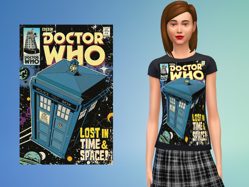 The Sims Resource | Doctor Who Shirt - Lost in Time & Space - Female