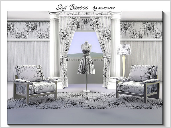 Sims 3 — Soft Bamboo_marcorse by marcorse — Fabric pattern: soft bamboo design in black,grey and white.