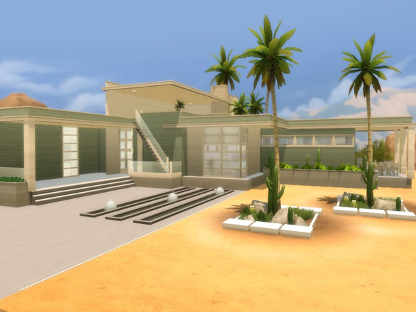Sims 4 — Modern Vito by Suzz86 — Modern Home featuring open kitchen, dining,and sunken livingroom 4 bedrooms, 3