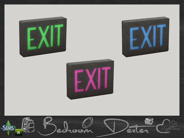 Sims 4 — Bedroom Dexter Exit Sign by BuffSumm — Part of the *Bedroom Dexter* Set!