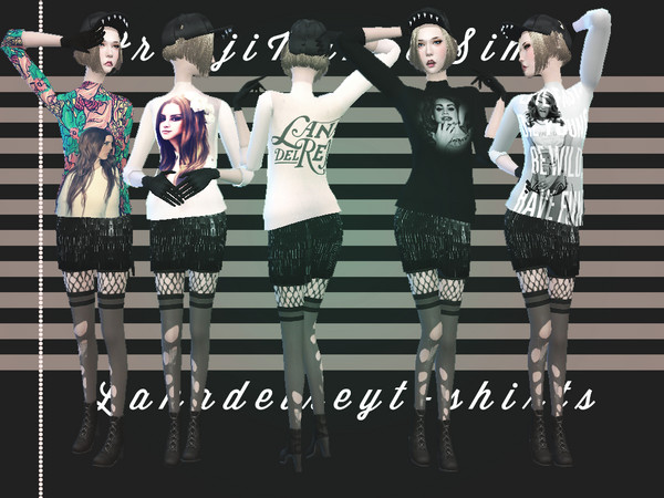 Sims 4 — Lana Del Rey T-shirts - Cool Kitchen SP needed by OrenjiMango — Cool Kitchen Stuff Pack needed. + 7 styles +