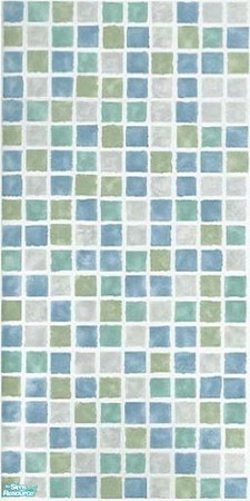 Sims 2 — Ocean tile wall by tamlfra — With blues, teals, soft greens, and pearl colored tiles, this wall and floor set
