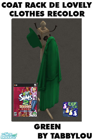 Sims 2 — TL - Coat Rack DeLovely Clothes Green by TabbyLou — Green Recolor of Coat Rack De Lovely Clothes (Hat &