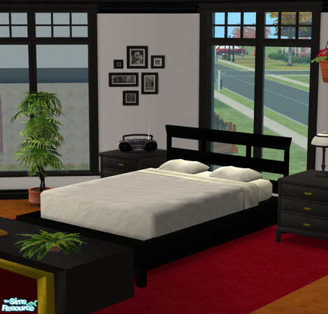 Sims 2 — Horizons Bedroom in Black - Bedframe by TSR Archive — Black bedframe to go with the Horizons bedroom in black.