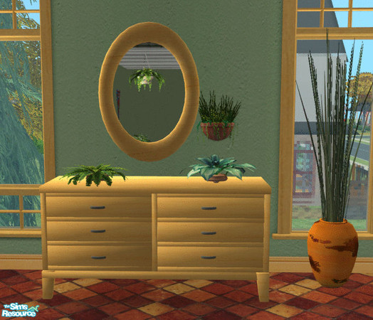 Sims 2 — Horizons bedroom Pine - Mirror by TSR Archive — Mirror circled with a pine frame made for the Horizons bedroom
