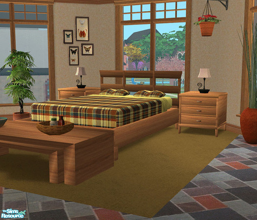 Sims 2 — Horizons Bedroom Maple  Bed by TSR Archive — Recolor of the Horizons bed in Maple. Meshes for the Horizon's