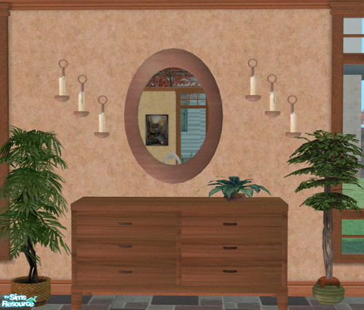Sims 2 — Horizons Bedroom Maple - Copper Mirror by TSR Archive — Mirror with a copper frame designed to go with the