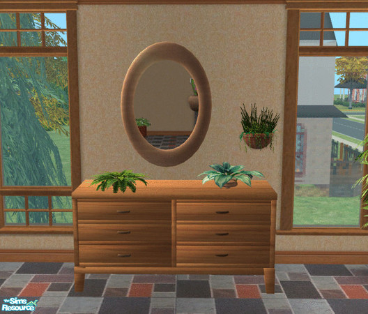 Sims 2 — Horizons Bedroom Maple - Mirror by TSR Archive — Mirror with a maple frame designed to go with the Horizons