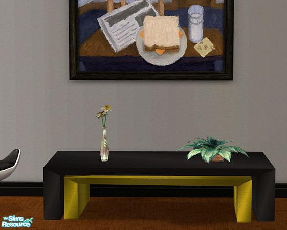 Sims 2 — Horizons Coffeetable black & brass by TSR Archive — Coffee table in black and brass. Because there is no