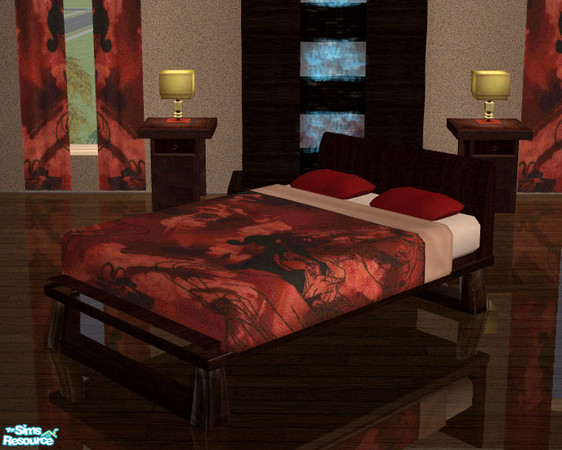 Sims 2 — Calligaris Bedroom Set - Bed Linens by RockinRobin — Decorated with rich Italian reds, browns, and blacks, make