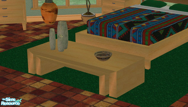 Sims 2 — Horizons bedroom Pine - Coffee Table by TSR Archive — Anyone can put a chest at the end of their bed, but it