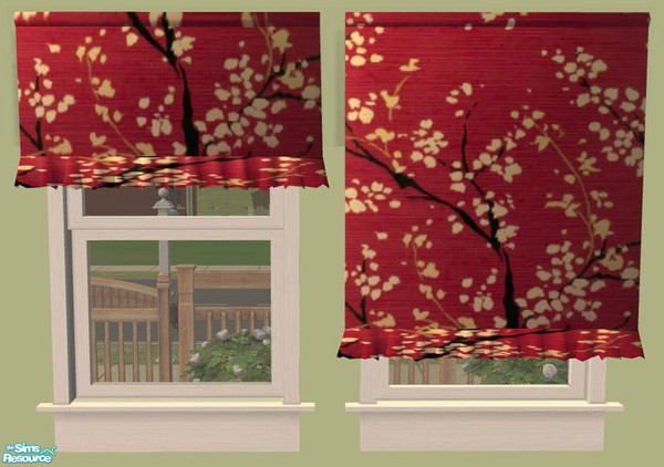 Sims 2 — Orange and Red Blinds - 'Cherry Blossom' by jeni — 'Cherry Blossom' - a dark red with a cherry blossom tree