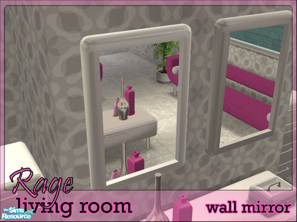 Sims 2 — 'Rage' White Mirror by prin6je — White metal wall mirror.