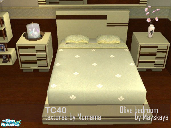 Sims 2 — Olive bedroom - Bed by mayskaya — Recolour of Luxury Bed from "Glamour life" pack. TC 40