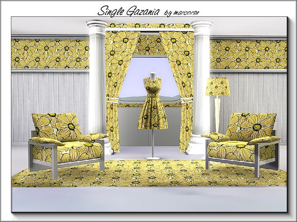 Sims 3 — Single Gazania_marcorse by marcorse — Fabric pattern: striped yellow/brown gazania flower, single type