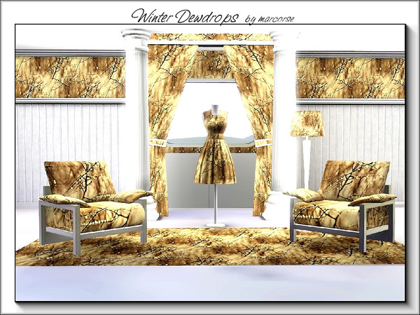 Sims 3 — Winter Dewdrops_marcorse by marcorse — Abstract pattern: winter dewdrops on bare branches in shades of brown.