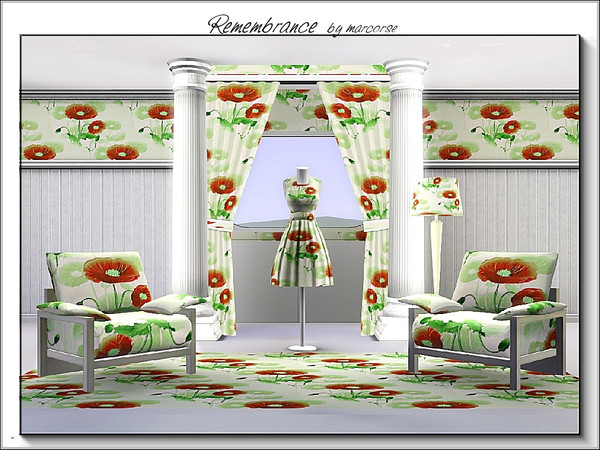 Sims 3 — Remembrance_marcorse by marcorse — Fabric pattern: the red Remembrance poppy of Flanders' fields.