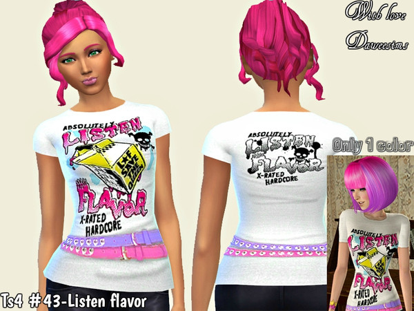 Sims 4 — Ts4 #43-Listen flavor  by Daweesims — Beautiful punk t-shirt for YOU and YOUR sim! I hope like it! Dont' forget