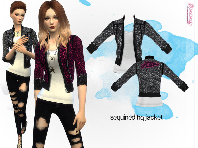 Sims 4 The Sims Resource | Star Typo Embroidered Sequined Jacket (super detailed) by TSR Creator