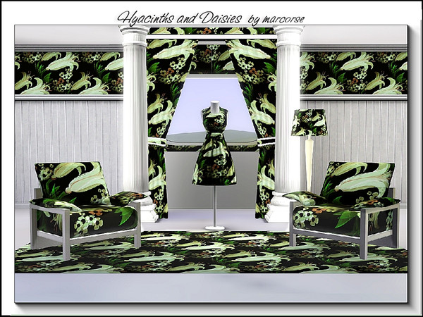 Sims 3 — Hyacinths and Daisies_marcorse by marcorse — Fabric pattern: white single hyacinth and pale pink and white