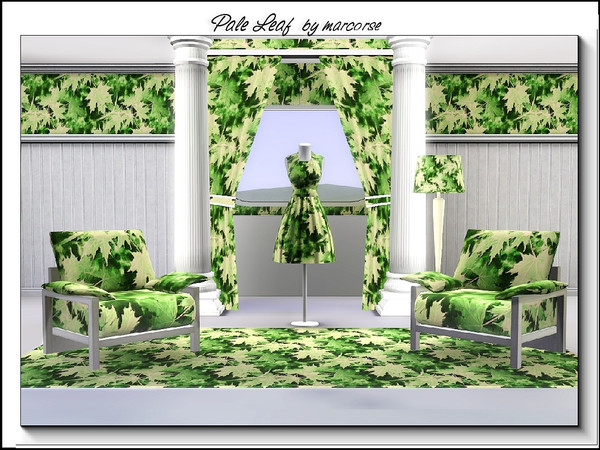Sims 3 — Pale Leaf_marcorse by marcorse — Fabric pattern: green maple leaves in light and shade.