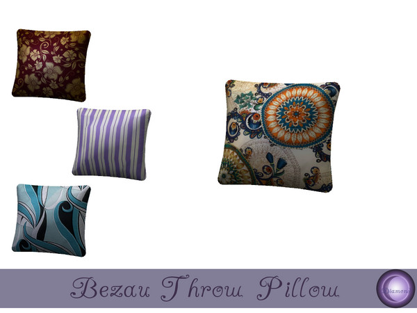 Sims 4 — Bezau Throw Pillow by D2Diamond — Throw pillow for your couch, sofa or chair. Has four color options. Found