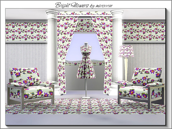 Sims 3 — Bright Flowers_marcorse by marcorse — Fabric pattern - bright daisy style flowers in a horizontal design.