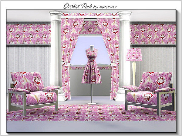 Sims 3 — Orchid Pink_marcorse by marcorse — Fabric pattern - stunning pale pink orchid flowers in an allover design..