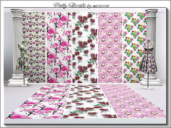 Sims 3 — Pretty Florals_marcorse by marcorse — Five selected patterns featuring pretty floral designs. All are found in
