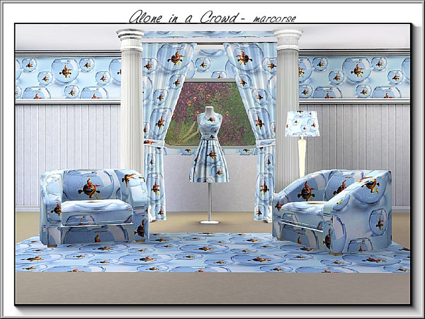 Sims 3 — Alone in a Crowd_marcorse by marcorse — Themed pattern - fun design of a single goldfish in a bowl, surrounded
