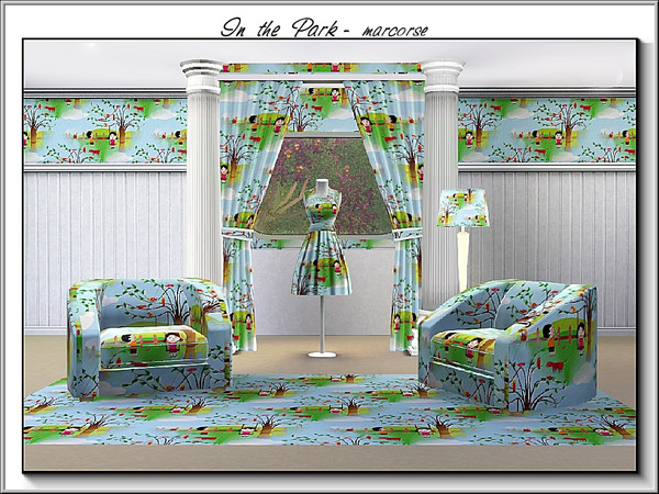 Sims 3 — In The Park_marcorse by marcorse — Themed pattern - children and their dog at play in the park.