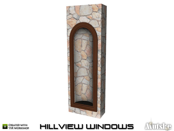 Sims 4 — Hillview Wall with Tall Niche by Mutske — Wall for the Hillview Windows. Use bb.moveobjects to place the wall.