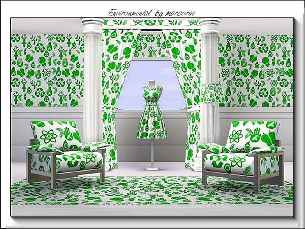 Sims 3 — Environmental_marcorse by marcorse — Themed pattern: enviro elements in a random repeat design in the