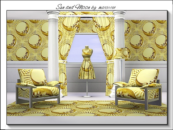 Sims 3 — Sun and Moon_marcorse by marcorse — Themed pattern: golden sun and moon motifs in a regular repeat design