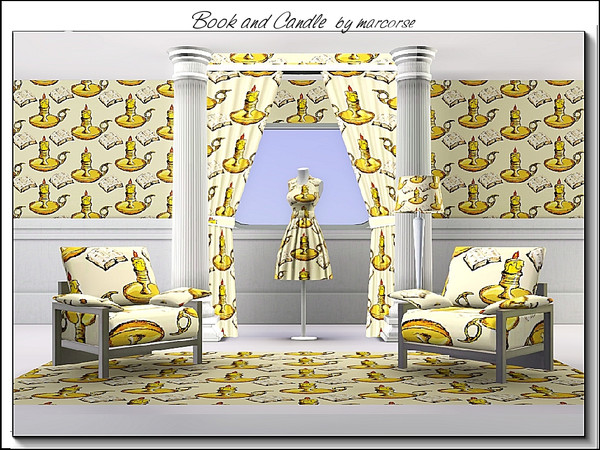 Sims 3 — Book and Candle_marcorse by marcorse — Themed pattern: open book and lit candle in yellow