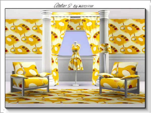 Sims 3 — Atelier 2_marcorse by marcorse — Themed pattern: artist's palette and brush for the art studio
