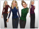 Sims 4 — Chiffon Blouse with Flared Jeans by simseviyo — Beautiful highly detailed outfit with chiffon blouse and black