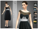 Sims 4 — Balloon Style Dress 04 by Pollen_D — Balloon style dress with lace and wide belt for ladies. 5 colors
