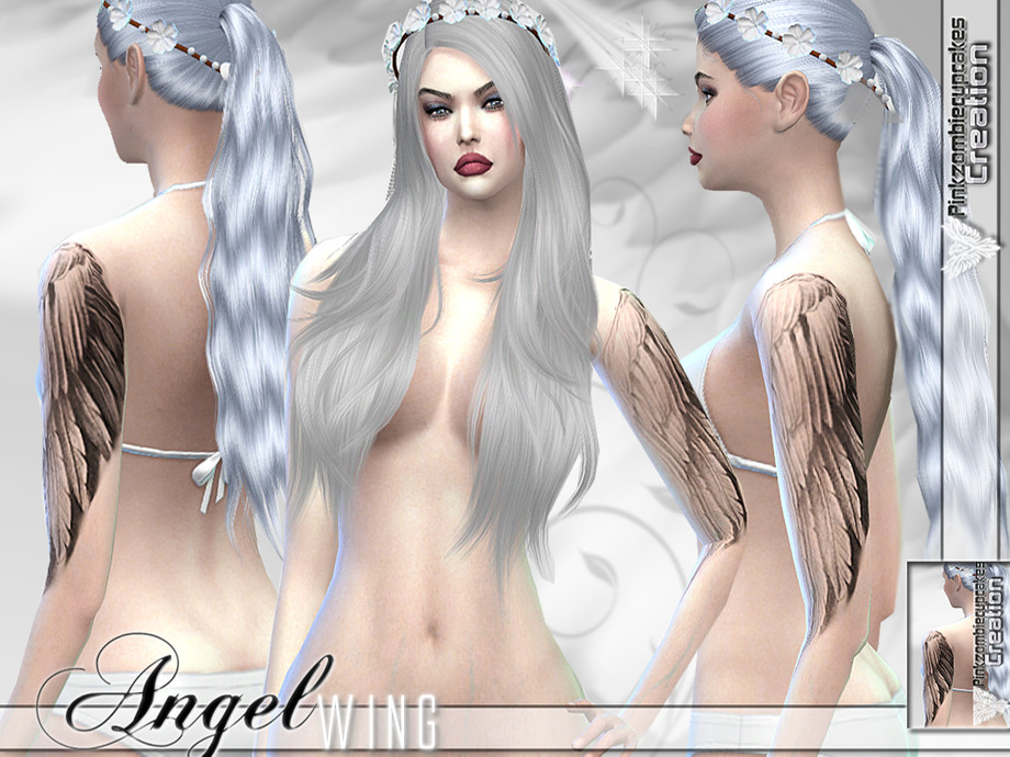 Sims 4 - PZC_Angel Wing Half Sleeve Tattoo for Female by Pinkzombiecupcakes...