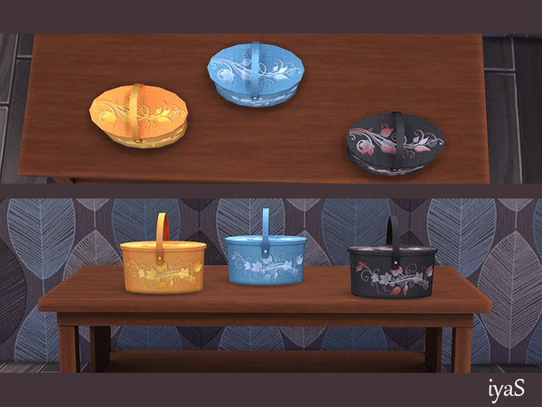 Sims 4 — Basket by soloriya — Delightful hand basket with applied flower decoration. Part of Gallio living room set.