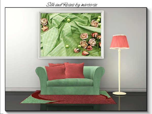 Sims 3 — Silk and Roses_marcorse by marcorse — Satin fabric with roses and pearls. Mesh created by Jindann
